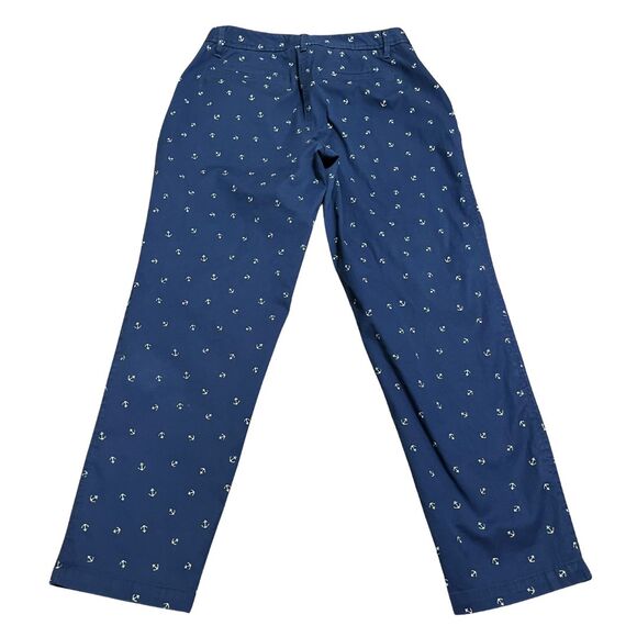 TALBOTS Relaxed Chino Navy Pants w/ All-Over Anchor Print Women’s Size 6 Petite - Picture 8 of 8